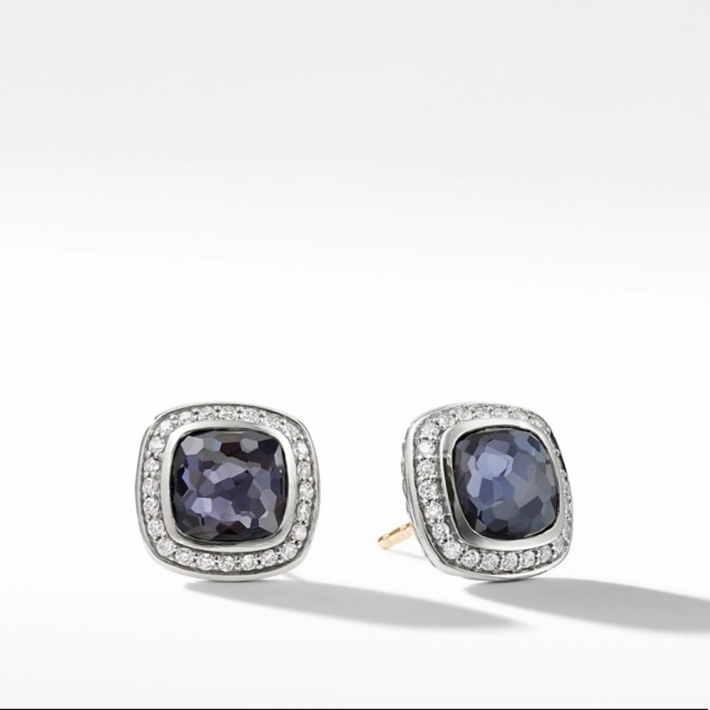 Albion Earrings with Black Orchid and Diamonds